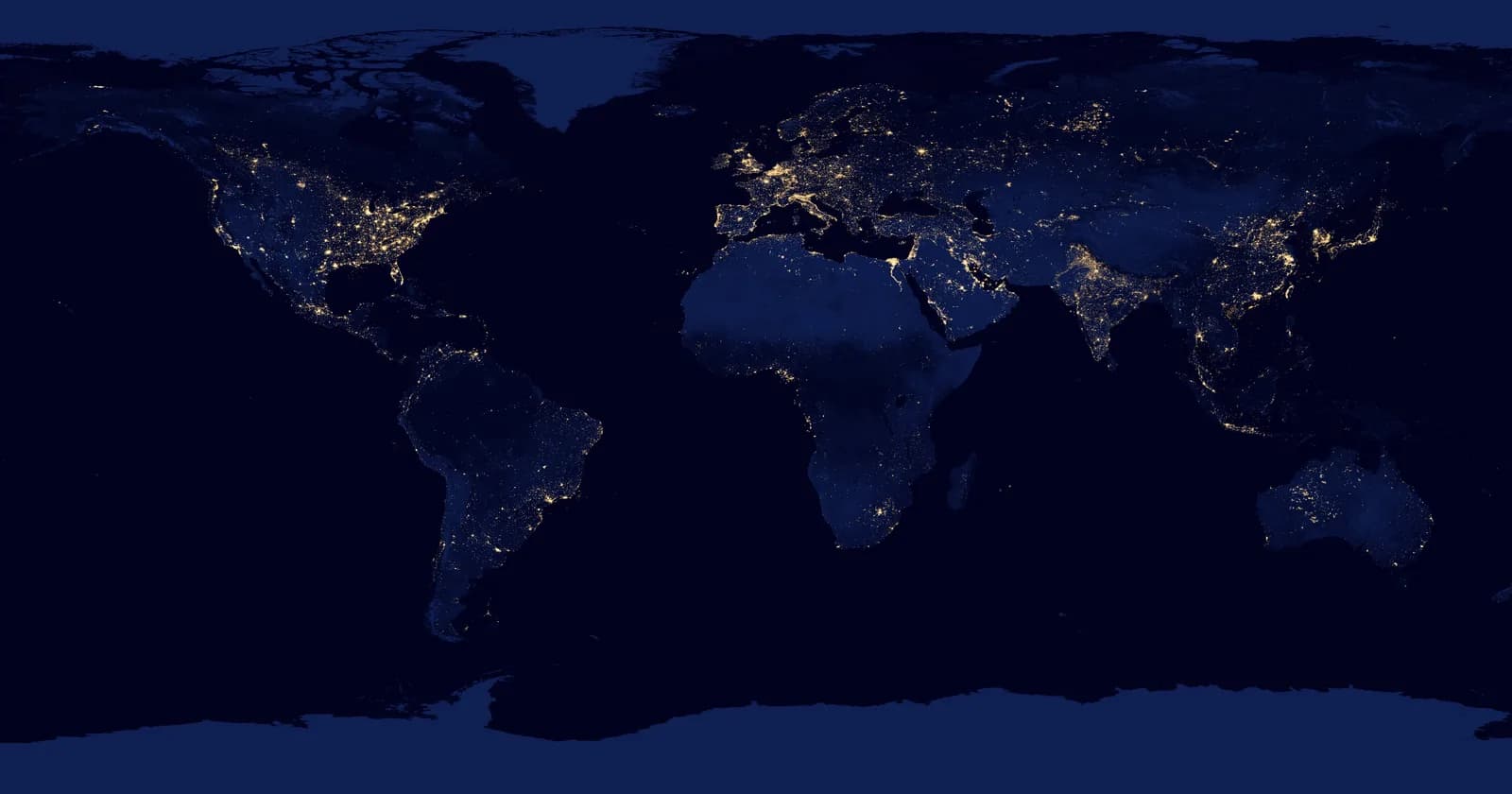 Earth at night — global city lights